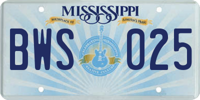 MS license plate BWS025