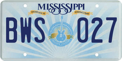MS license plate BWS027