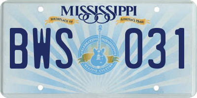MS license plate BWS031
