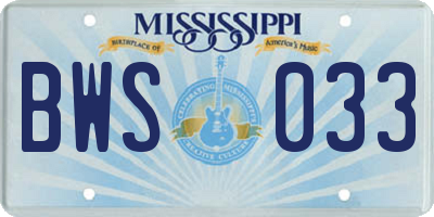MS license plate BWS033
