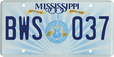 MS license plate BWS037