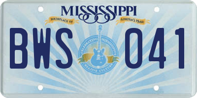 MS license plate BWS041