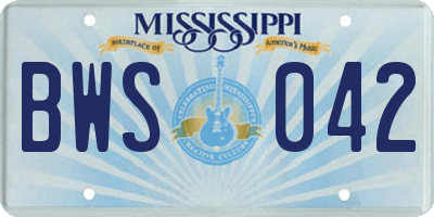 MS license plate BWS042