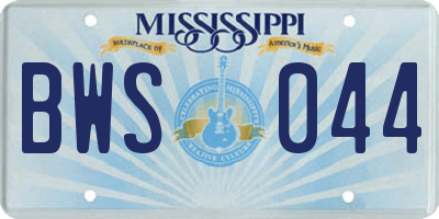 MS license plate BWS044