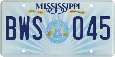 MS license plate BWS045