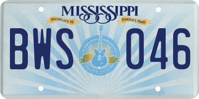 MS license plate BWS046