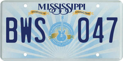 MS license plate BWS047