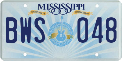 MS license plate BWS048