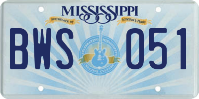 MS license plate BWS051