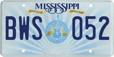 MS license plate BWS052