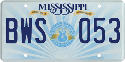 MS license plate BWS053