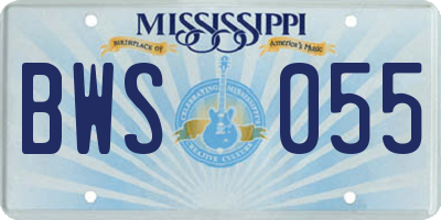 MS license plate BWS055