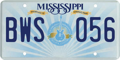 MS license plate BWS056