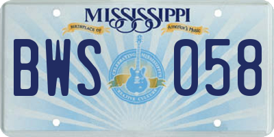 MS license plate BWS058