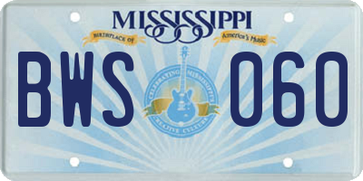 MS license plate BWS060