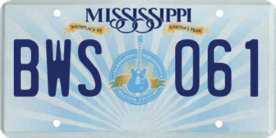 MS license plate BWS061