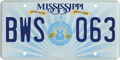 MS license plate BWS063