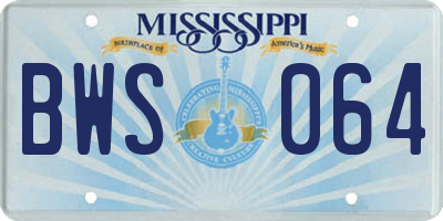 MS license plate BWS064