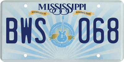MS license plate BWS068