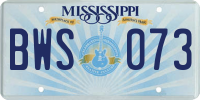 MS license plate BWS073