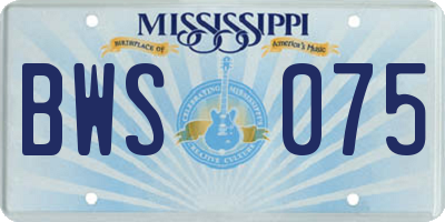 MS license plate BWS075