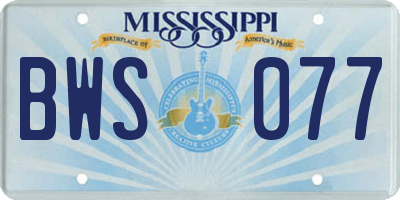 MS license plate BWS077