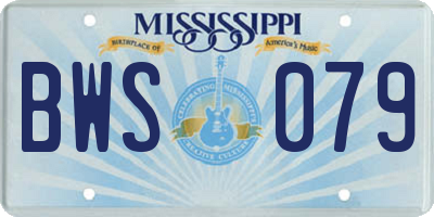 MS license plate BWS079