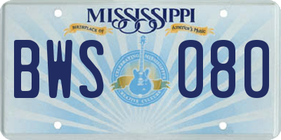 MS license plate BWS080