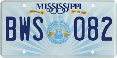 MS license plate BWS082