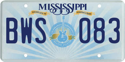 MS license plate BWS083
