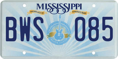 MS license plate BWS085