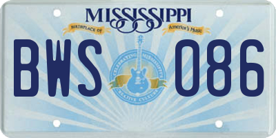 MS license plate BWS086