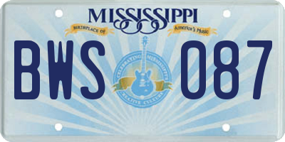 MS license plate BWS087