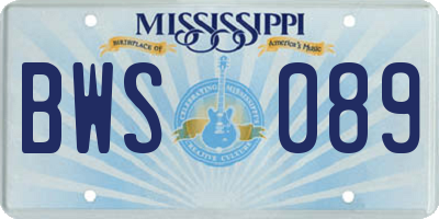 MS license plate BWS089