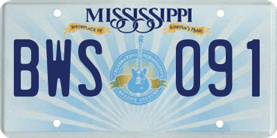 MS license plate BWS091