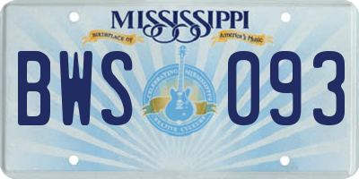 MS license plate BWS093