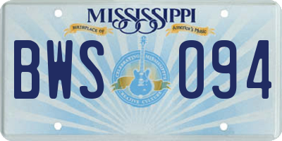 MS license plate BWS094