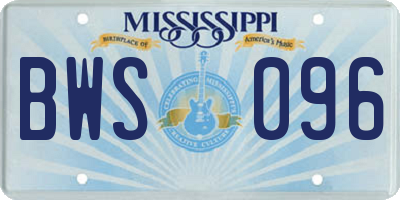 MS license plate BWS096