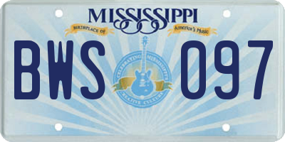 MS license plate BWS097