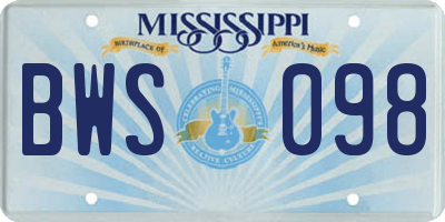 MS license plate BWS098