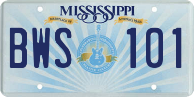 MS license plate BWS101