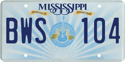 MS license plate BWS104