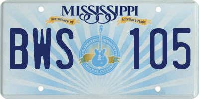 MS license plate BWS105