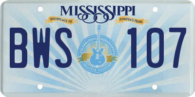MS license plate BWS107