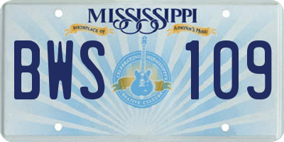 MS license plate BWS109