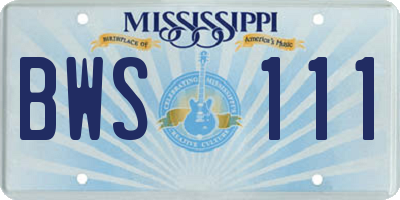 MS license plate BWS111