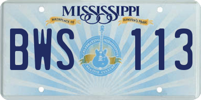 MS license plate BWS113