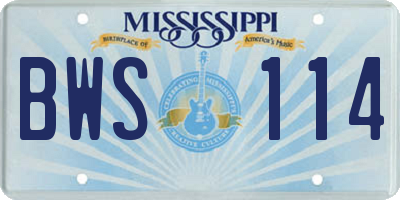 MS license plate BWS114