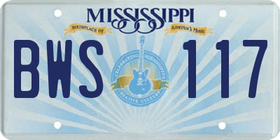 MS license plate BWS117