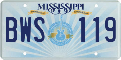 MS license plate BWS119